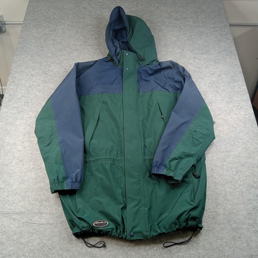 Vintage Eddie Bauer Jacket Mens LT Tall Green EBTEK Gore Tex Parka Hooded 90s